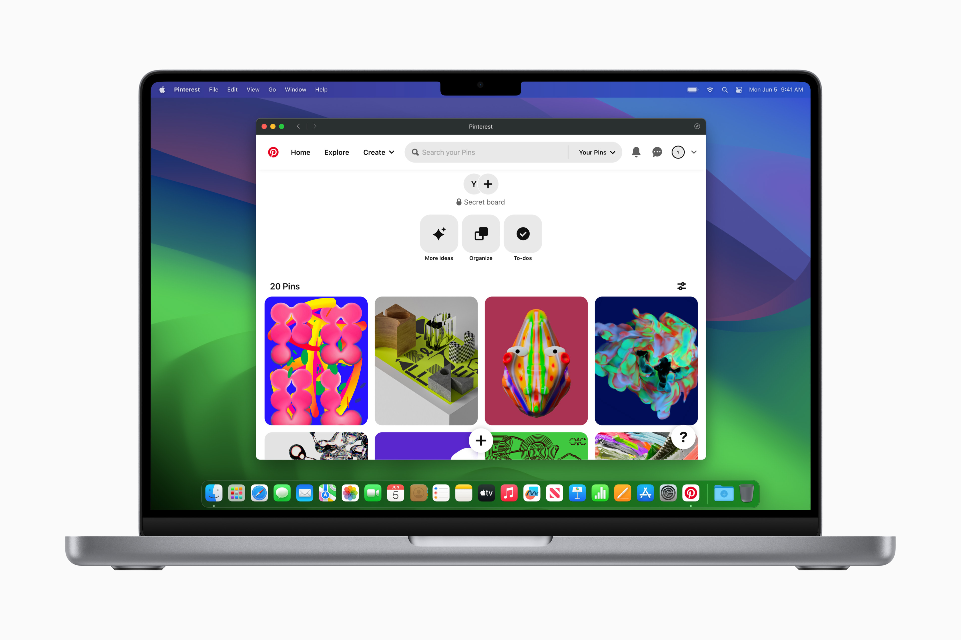 Originálna ukážka webovej apky na MacBooku Pro v macOS Sonoma, Apple WWDC2023.